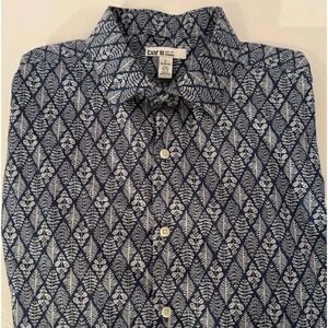 Bar‎ III Men's Slim-Fit Stretch Leaf-Print  Long Sleeve Dress Shirt L 16-16.5